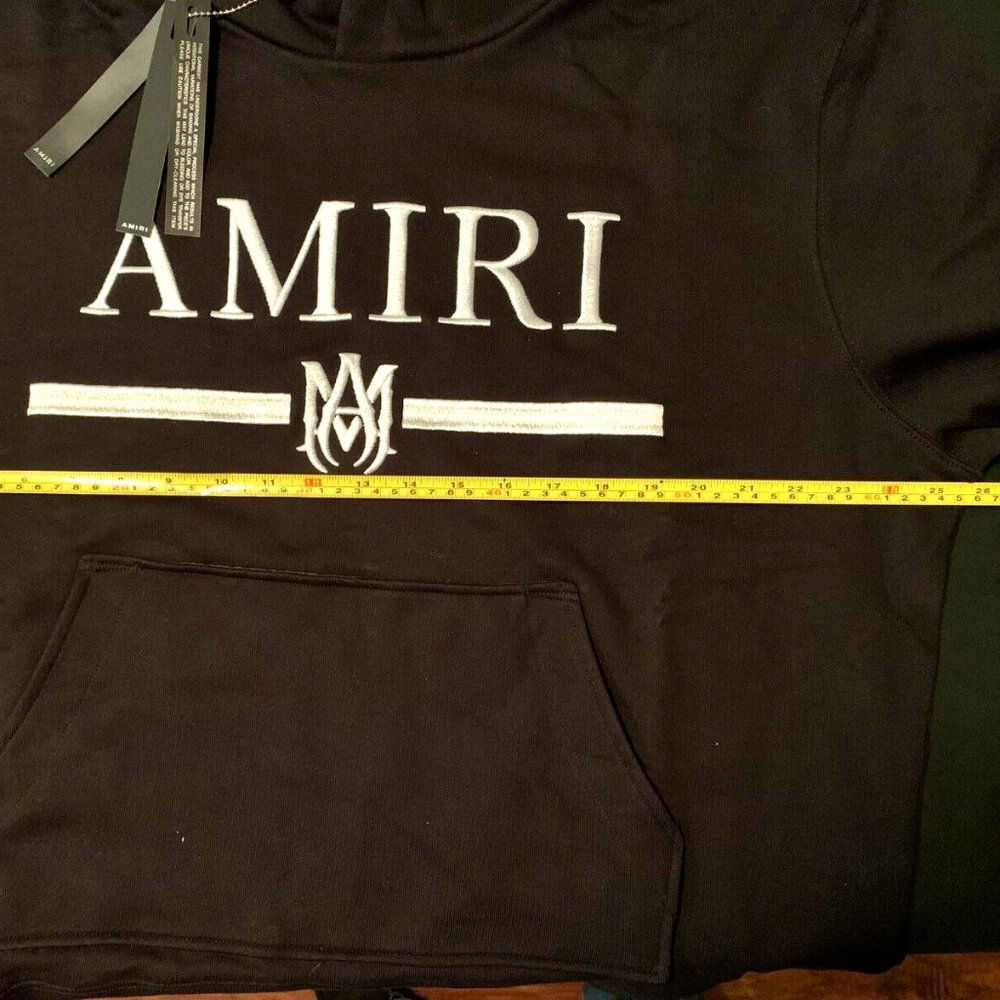 AMIRI MA BAR LOGO Embroidered Hoodie Black Size L New 100% Cotton - Picture 9 of 14